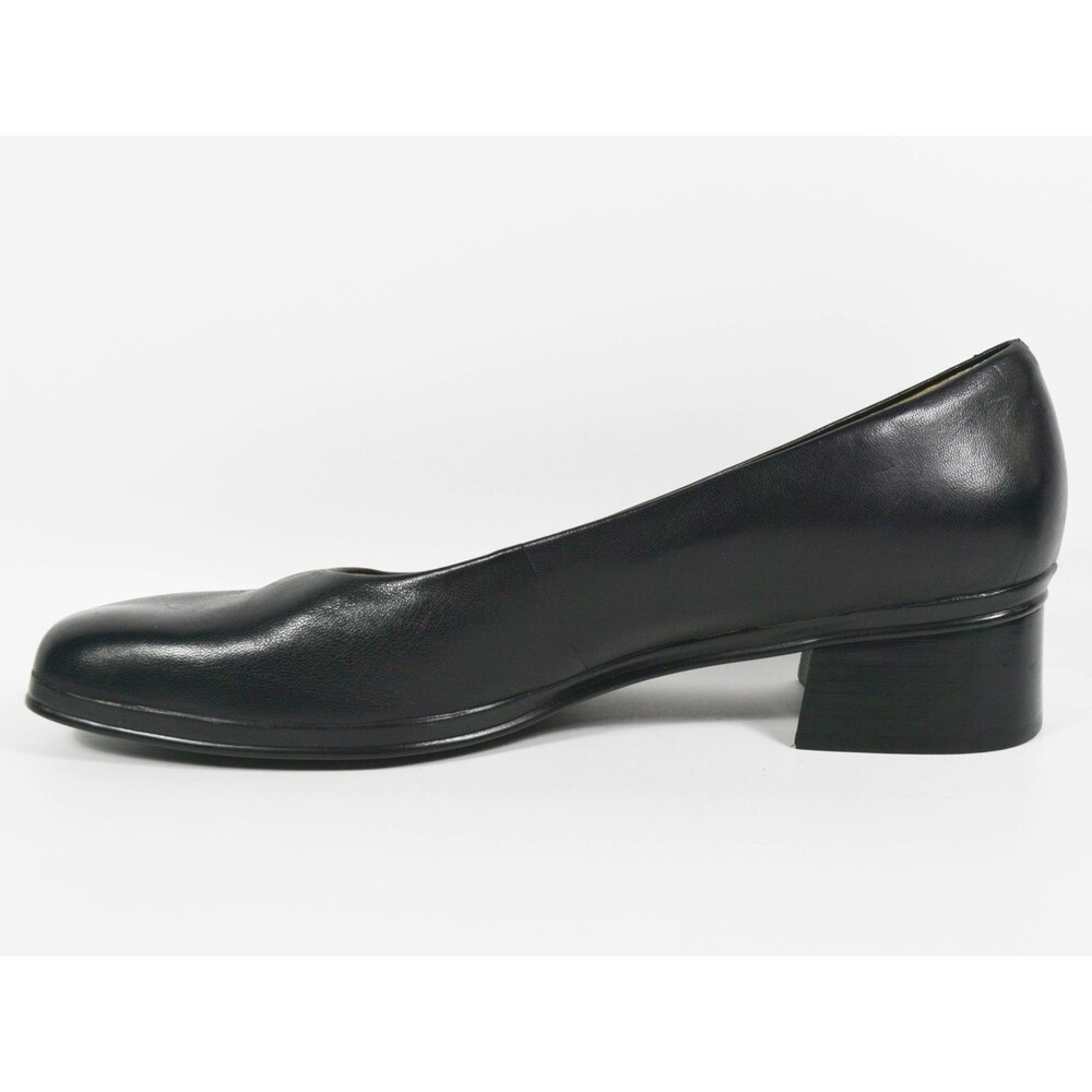 Softwalk Black Leather Low Block Heel Slip On Comfort Pumps Loafers Sz 10N - Picture 4 of 7